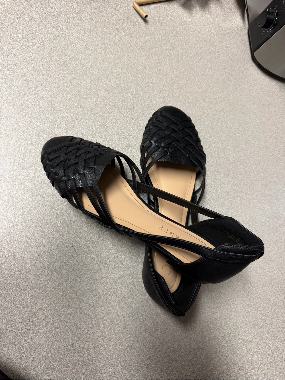 Journee Collection Black Woven D'Orsay Flats with Cross Straps